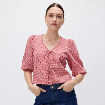 Dámská halenka Reserved - Halenka s vázáním - červená - TV522-33X - TV522-33X-S