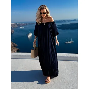 Dámské šaty Tmavě modré oversize siroké šaty CICERO s krátkým rukávem Velikost: ONESIZE