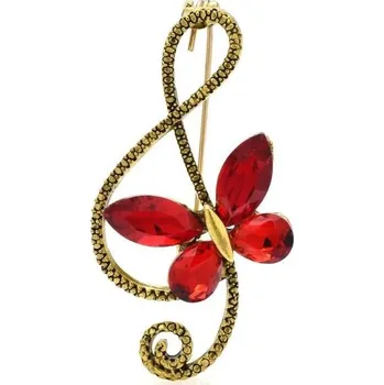 Brož Brož Houslový klíč s motýlkem Barva: Červená