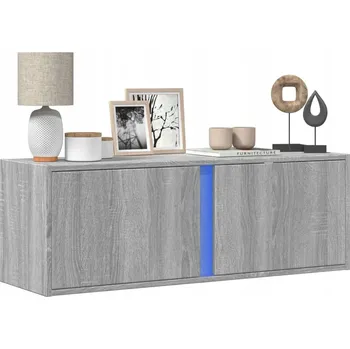 Televizní stolek VidaXL Nástěnná TV skříňka s LED, šedá dub sonoma, 100x31x35 cm