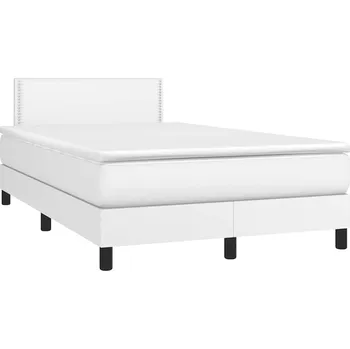 Postel vidaXL Box spring postel matrace a LED 120x190cm umělá kůže [3270130] Barva: Bílá