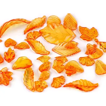 Dětské navlékací korálky Plastové korálky lístečky mix tvarů i velikostí 20 g - 1 oranžová