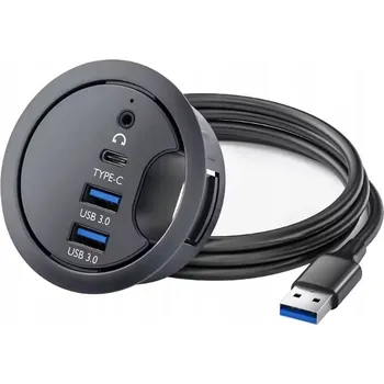 USB hub STOLNÍ HUB 2x USB-A USB-C a JACK NA SLUCHÁTKA V OTVOR STOLU 60 mm