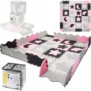 Vzdělávací podložka 4FIZJO pěnová puzzle vícebarevná 16 dílů 120x120 cm