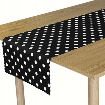 ubrus Odolný ubrus na stůl s dekorativním vzorem puntíků, černý, 50x140 cm