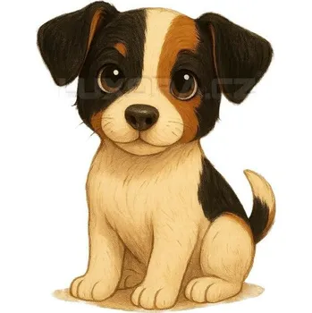 Nažehlovačka štěně Jack russell tmavě hnědý - 12 x 15 cm