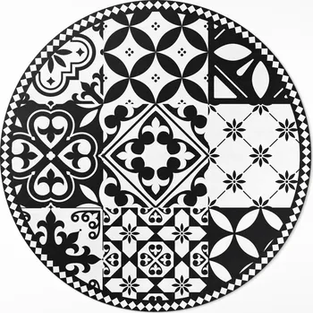 Koberec Kulatý Koberec Vinyl PVC průměr 50 cm Provázkové linie v minimalistickém stylu