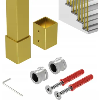 Zábradlí ZÁBRADLÍ NA SCHODY TYČ ZLATÁ 25x25 mm 148 cm HARFA SLIM