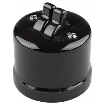 vypínač Keramický dvojitý vypínač na omítku ANTICA OLD loft RETRO bl