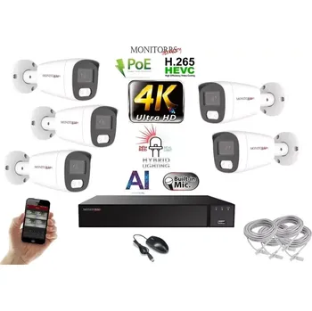 Kompletní kamerový systém Monitorrs Security AI Hybrid Light IP 5 kamerový set 8 Mpix WTube (6484K5) (Monitorrs Security)