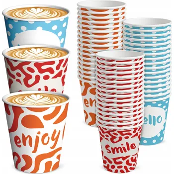 Jednorázové nádobí Papírové kelímky na kávu 250 ml 50 ks pastelové k narozeninám Den dětí