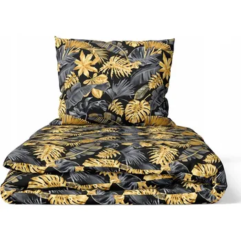 Povlečení POVLEČENÍ 140x200 BAVLNA SATÉN - 3D listy zlatošedá