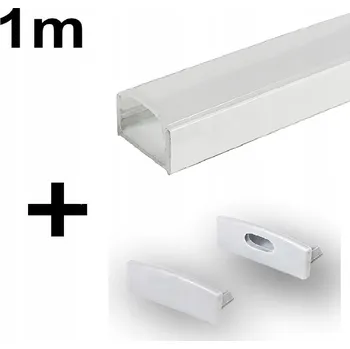 LED osvětlení LED profil hliníkový BÍLÝ POVRCHOVÝ 1m pro LED pásky + KRYT + ZÁSLEPKY