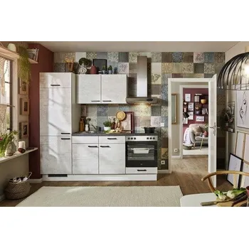 Kuchyňská linka Kuchyňská linka se spotřebiči, dřezem a dřezovou baterií Naturel 220x60x92 cm mat beton bílo-šedá 665PKW522014L