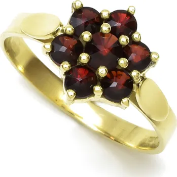 Prsten Stříbrný prsten kytka český granát Avery - 49, Zlacení
