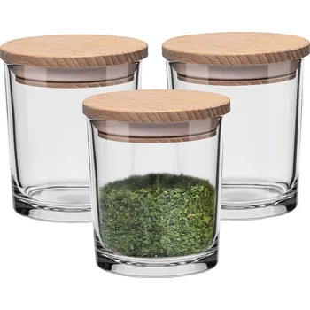Dóza na potraviny Nádoba na koření s dřevěným víčkem Frisk 8 cm 3 kusy