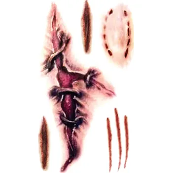 Odstranitelné tetování B-TOP Voděodolné dočasné tetování Šitá rána / škrábnutí WW-039