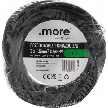 Napájecí kabel Prodlužovací Kabel GOLED 10 m 1 ks zásuvek, černý