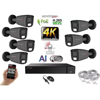 Kompletní kamerový systém Monitorrs Security AI Hybrid Light IP 7 kamerový set 8 Mpix GTube (6483K7) (Monitorrs Security)