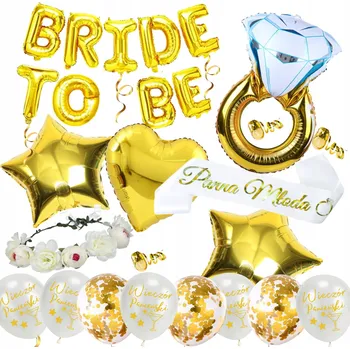 Party dekorace SADA ROZLUČKA SE SVOBODOU BALÓNKY ŠERPA ZLATÁ DEKORACE BALÓN +