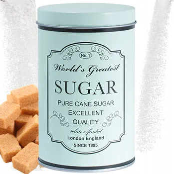 Obraz Dóza na cukr 650 ml – zelená kovová, s dekorativním nápisem | 8x13 cm