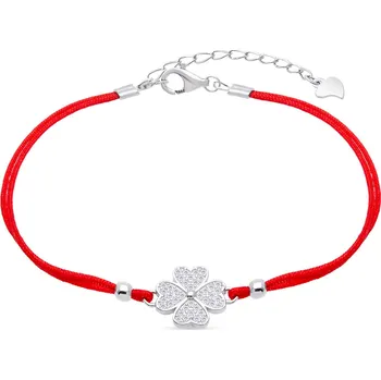 Náramek Biju Provázkový náramek s motivem čtyřlístku 2894 červená 20 cm