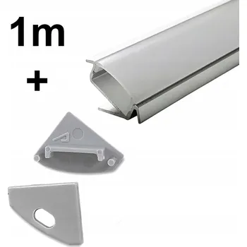 LED osvětlení LED rohový profil STŘÍBRNÝ hliníkový 1m pro LED pásky + KRYT + ZÁSLEPKY