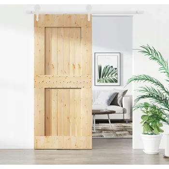 Interiérové dveře VidaXL Posuvné dveře s kováním, 90x210 cm, masivní borové dřevo