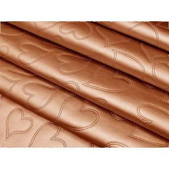 Koženka čalounická , umělá useň, zlatá - srdce, metráž