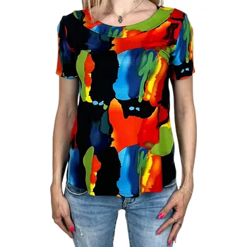 Dámská halenka Dámská barevná halenka s krátkým rukávem ROSA Barva: Červená, Velikost: XL