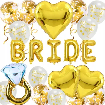 Karnevalový doplněk SADA BALÓNKŮ S KONFETAMI DEKORACE ROZLUČKA SE SVOBODOU ZLATÁ DEKORACE +