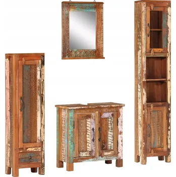 Koupelnový nábytek 4dílná sada koupelnového nábytku, masivní recyklované dřevo