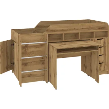 Postel Max-i Patrová postel MARIN 90 x 200 cm, s psacím stolem, komodou a regály Zvolte barvu:: dub tacho