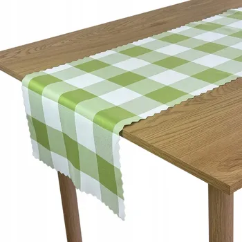 ubrus Běhoun Odolný Skvrnám Dekorativní Kostkovaný Bílý Zelený 50x120 cm