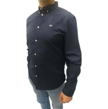 Pánská košile Tommy Jeans pánská košile casual TJM SLIM POPLIN SHIRT s dlouhým rukávem slim střih bavlna velikost M