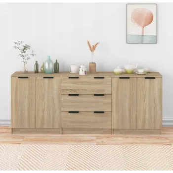 Komoda VidaXL 3-dílná komoda, barva dub sonoma, mater