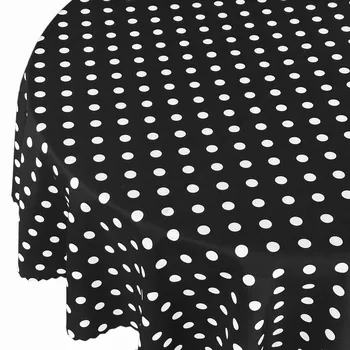 ubrus Ubrus Odolný Skvrnám Puntíky Černý Kulatý prům. 160 cm