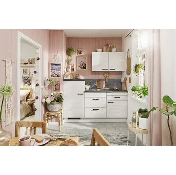 Kuchyňská linka Kuchyňská linka se spotřebiči, dřezem a dřezovou baterií Naturel 180x60x92 cm mat beton bílo-šedá 665PKW318019L