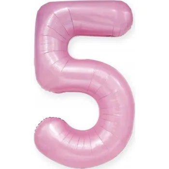 Balónek Fóliový balónek 100 cm ČÍSLICE 5 růžový HEL pudrová růžová