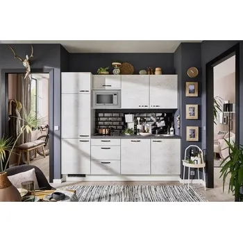 Kuchyňská linka Naturel 240x60x92 cm lesk beton bílo-šedá