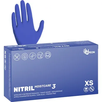 Vyšetřovací rukavice Espeon Nitrilové rukavice NITRIL MOISTCARE3 100 ks, nepudrované, tmavě modré, 3.4 g Velikost: XS