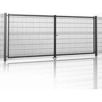 Plot Dvoukřídlá brána BRAVO 3D poplastovaná 3000/1530 mm | antracitová šedá RAL 7016 | výplň svařovaný 3D panel | drát 5,0 mm