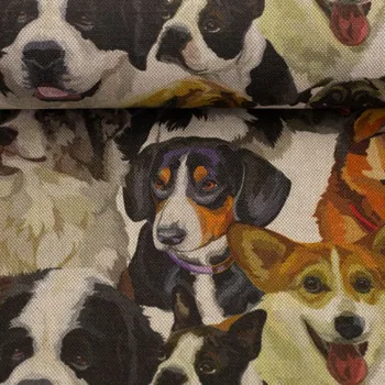 SWAFING Dekorační látka Ulli psi na béžové