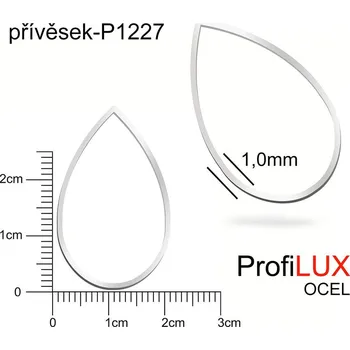 Přívěsek Přívěsek Ocel ozn-P1227 KAPKA velikost 32x22mm. Síla 1,0mm. Řada přívěsků ProfiLUX