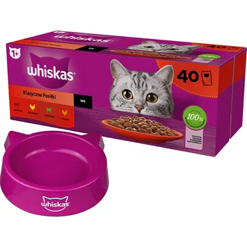 Krmivo pro kočku WHISKAS Adult sáčky 40 x 85 g Classic Meals + Miska pro kočky WHISKAS GRATIS !!!
