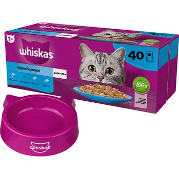 Krmivo pro kočku WHISKAS Adult sáčky 40 x 85 g Fishy Treats + Miska pro kočky WHISKAS GRATIS !!