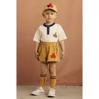 Chlapecké kalhoty Dětské bavlněné šortky Mini Rodini Camp Rodini 2563010013 hnědá 82X, vel. 104-110