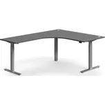 Výškově nastavitelný stůl FLEXUS, rohový, 1600x2000 mm, stříbrná podnož, šedá