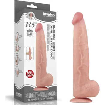 Dildo LoveToy King Sized Sliding Skin Dual Layer Dong 13.5" Flesh