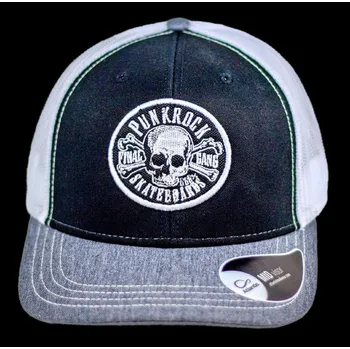 Kšiltovka Kšiltovka FINAL s nášivkou "PUNKROCK" snapback trucker, šedý melír černá bílá Barva: Šedý melír, černá, bílá, Velikost: Nastavitelná